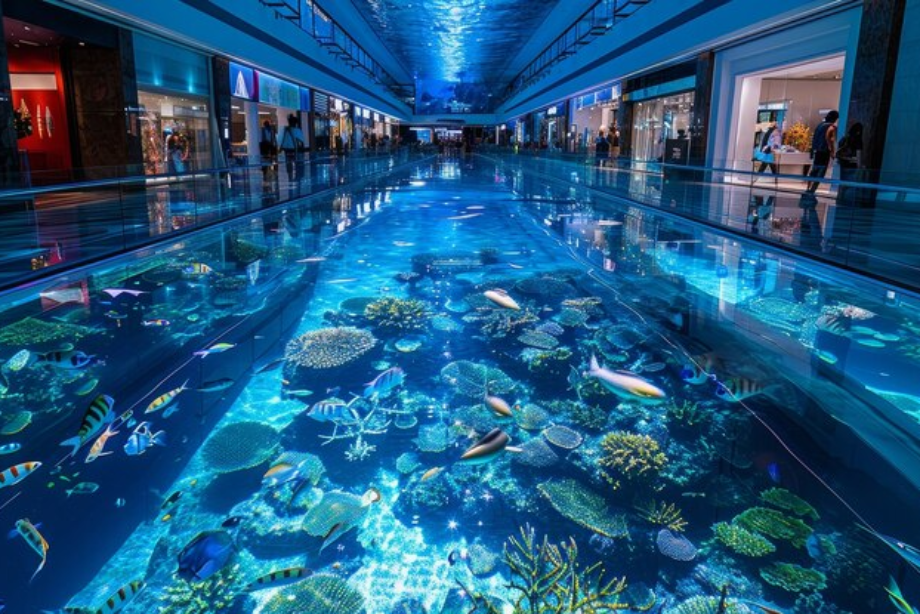 baie d’aquarium en plexiglas coulé